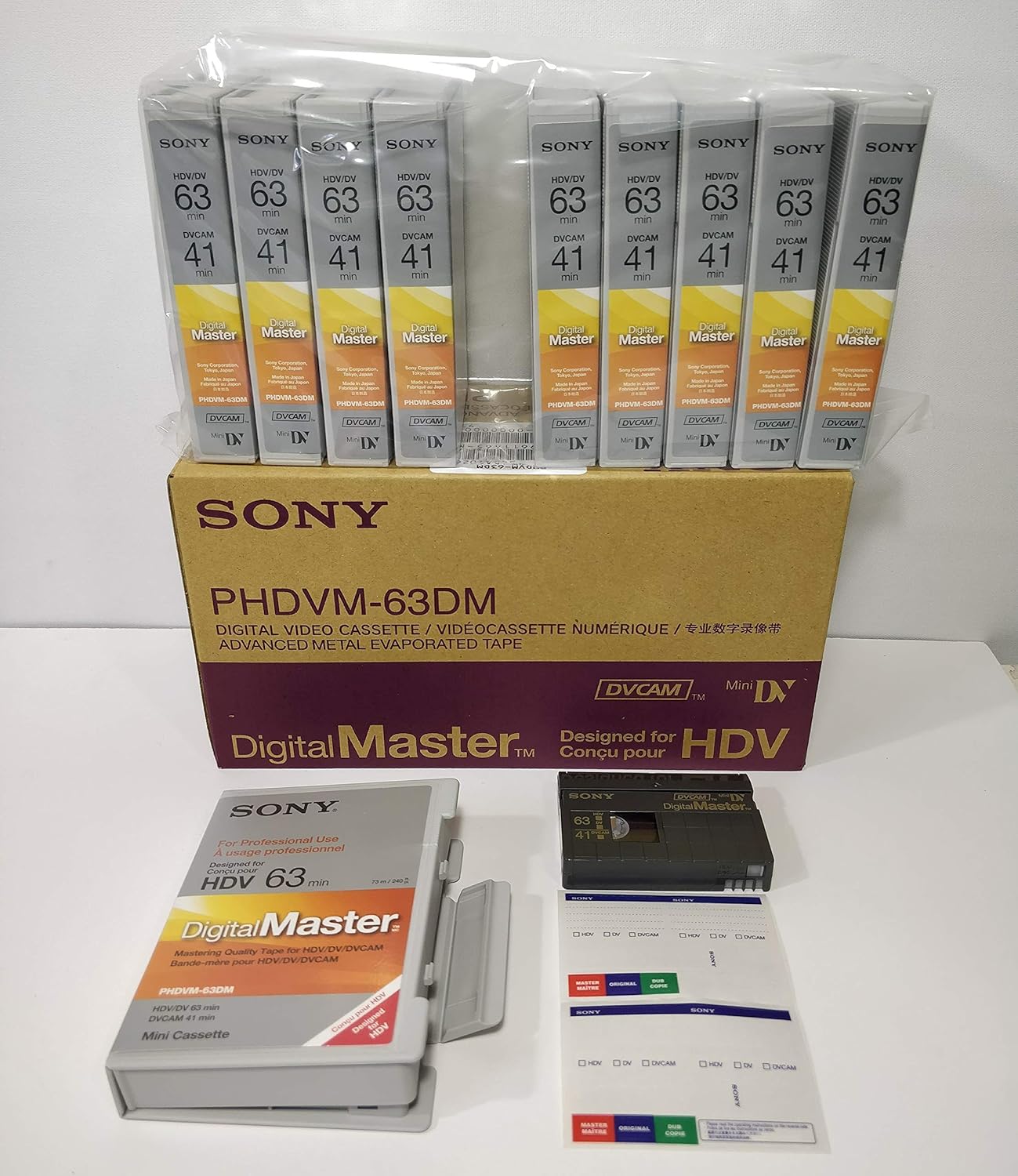 Sony 63DM DigitalMaster DV HDV DVCAM Tape 10-Pack