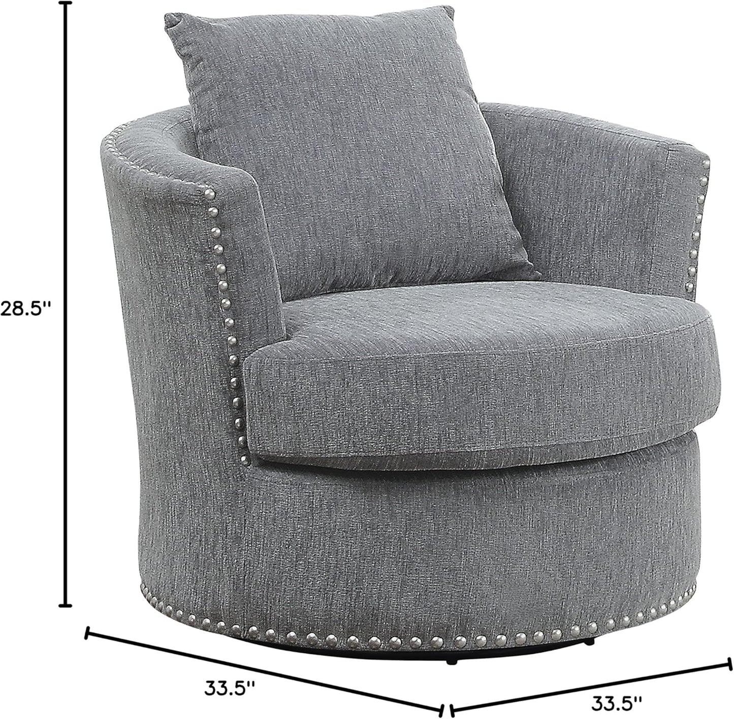 Lexicon S189468DG-1 Gray Chenille Swivel Accent Chair