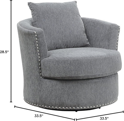 Lexicon S189468DG-1 Gray Chenille Swivel Accent Chair