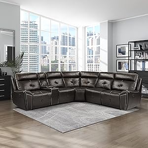 Lexicon 194840169987 Oakville Modular Reclining Sectional Sofa Brown