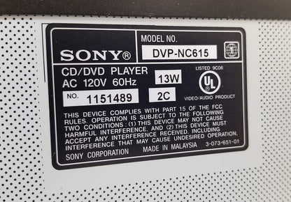 Sony DVP-NC615/B - 5-Disc DVD Changer - MP3 Playback