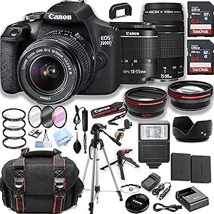 Canon EOS 2000D Rebel T7 DSLR Camera Bundle