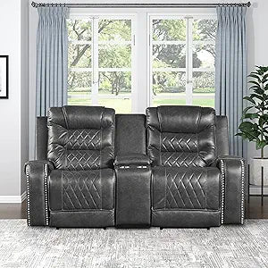 Lexicon 194840168805 Derringer Power Reclining Loveseat Gray