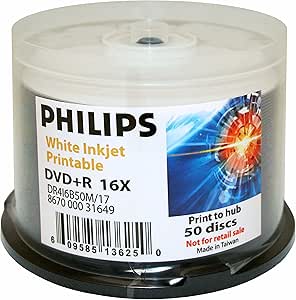 Philips DR4I6B50M/17 DVD+R 16x White Inkjet Printable 50pk — main product image