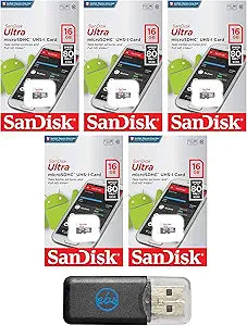 SanDisk 16G_TF_Ultra_R4BLK - 16GB MicroSDHC 5-Pack Bundle