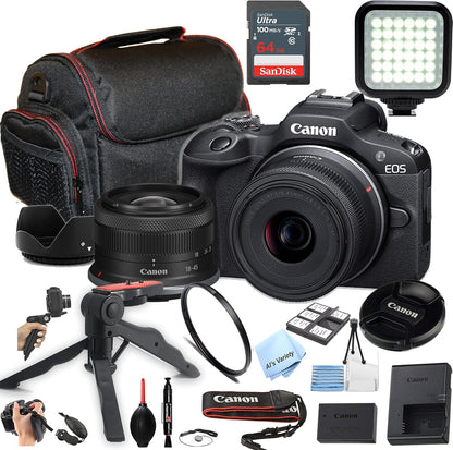 Canon EOS R100 24.2MP Mirrorless Camera 18-45mm Lens Bundle Renewed