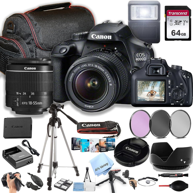 Canon EOS 4000D DSLR Camera 18-55mm Lens 64GB Bundle — main product image