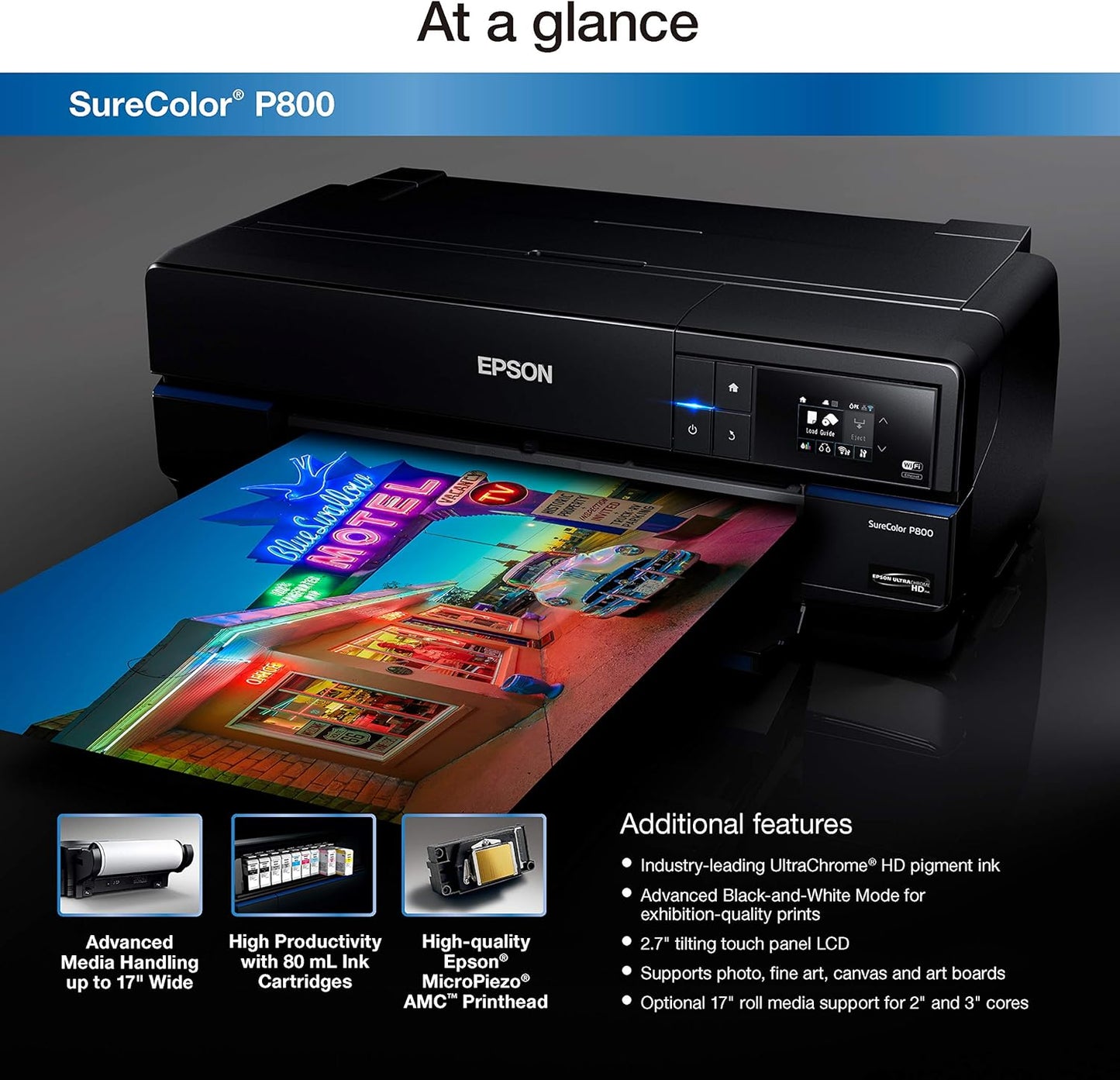 Epson P800 SureColor 17" Professional Photo Inkjet Printer