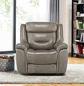 Lexicon 194840134374 Finlay Leather Power Reclining Chair - Brownish Gray