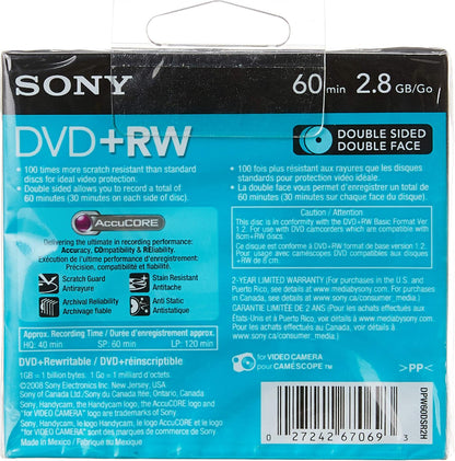 Sony 3DPW60DSR2HC 8cm DVD+RW Double-Sided 3-Pack