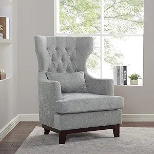 Lexicon 194840162711 Fabric Wingback Accent Chair Gray