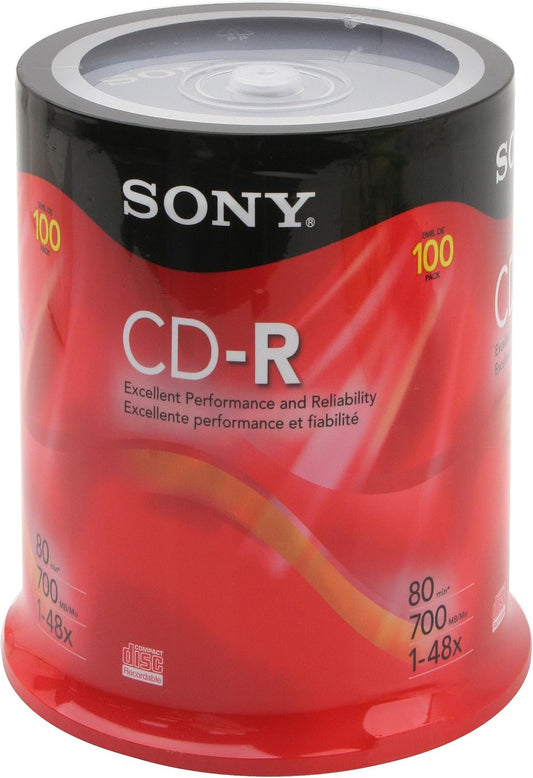 Sony 100CDQ80R CD-R 700MB 48X Recordable Media Spindle