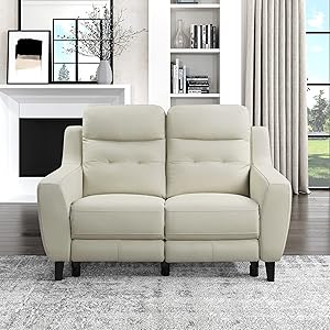 Lexicon 194840167044 Clementine Power Reclining Loveseat Cream