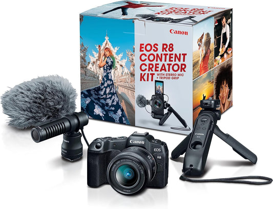 Canon 5803C037 EOS R8 Content Creator Kit with Lens & Mic