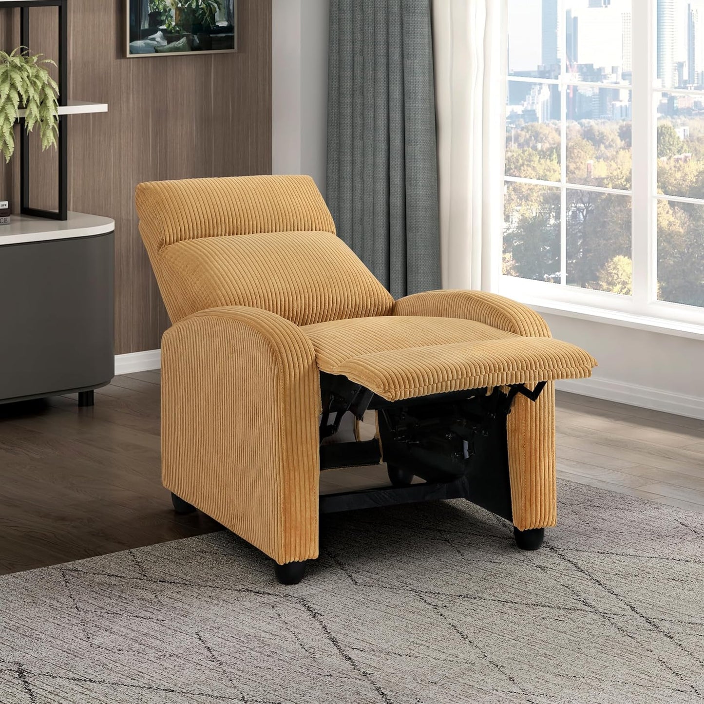 Lexicon 194840287162 Yellow Corduroy Pushback Recliner