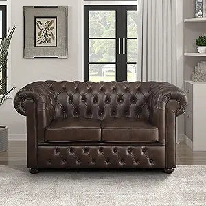 Lexicon Raye Brown Faux Leather Loveseat