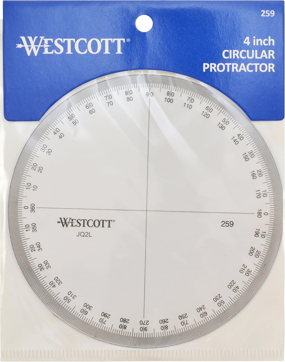 Westcott 259 4-Inch Circular Protractor Measuring Tool