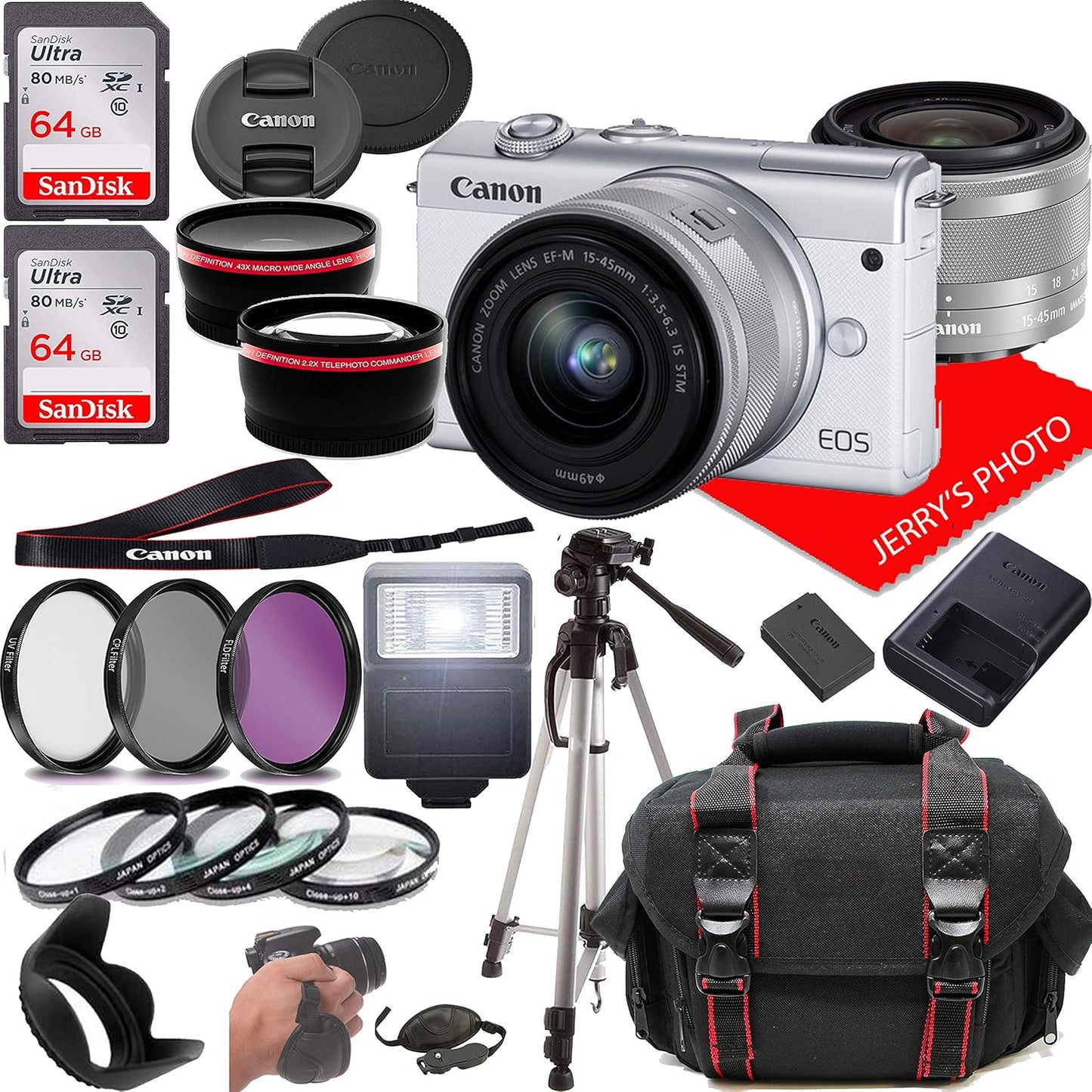 Canon EOS M200 (White) Mirrorless Camera Bundle (Renewed)