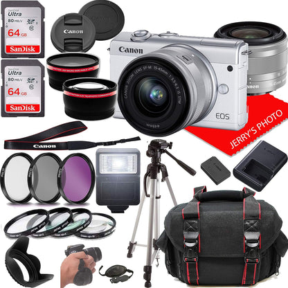 Canon EOS M200 (White) Mirrorless Camera Bundle (Renewed)