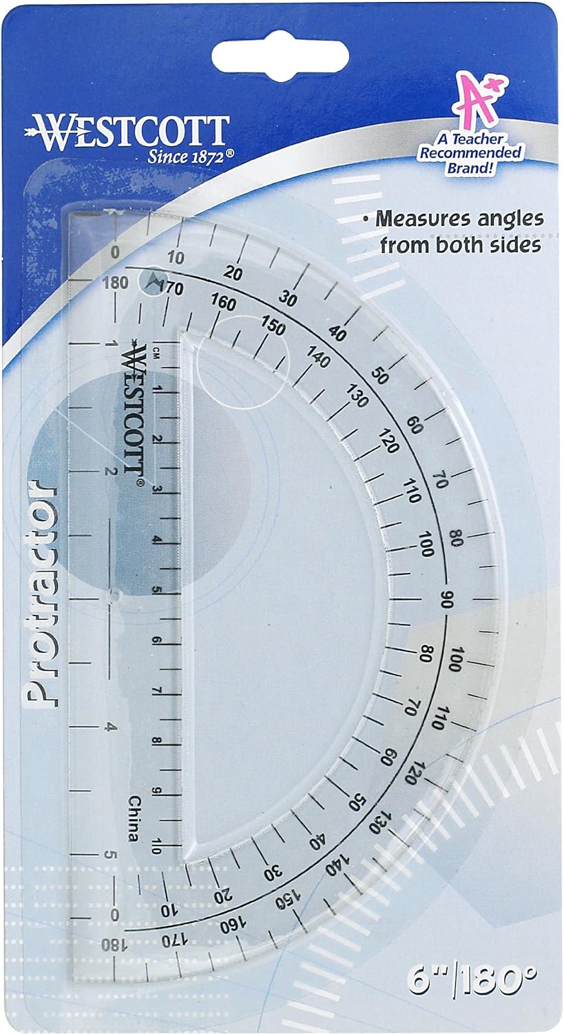 Westcott 11200 6-Inch Clear Plastic Protractor