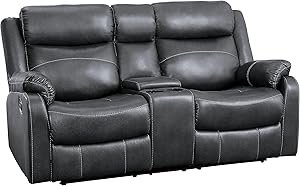 Lexicon 194840124122 Lay Flat Reclining Loveseat Gray