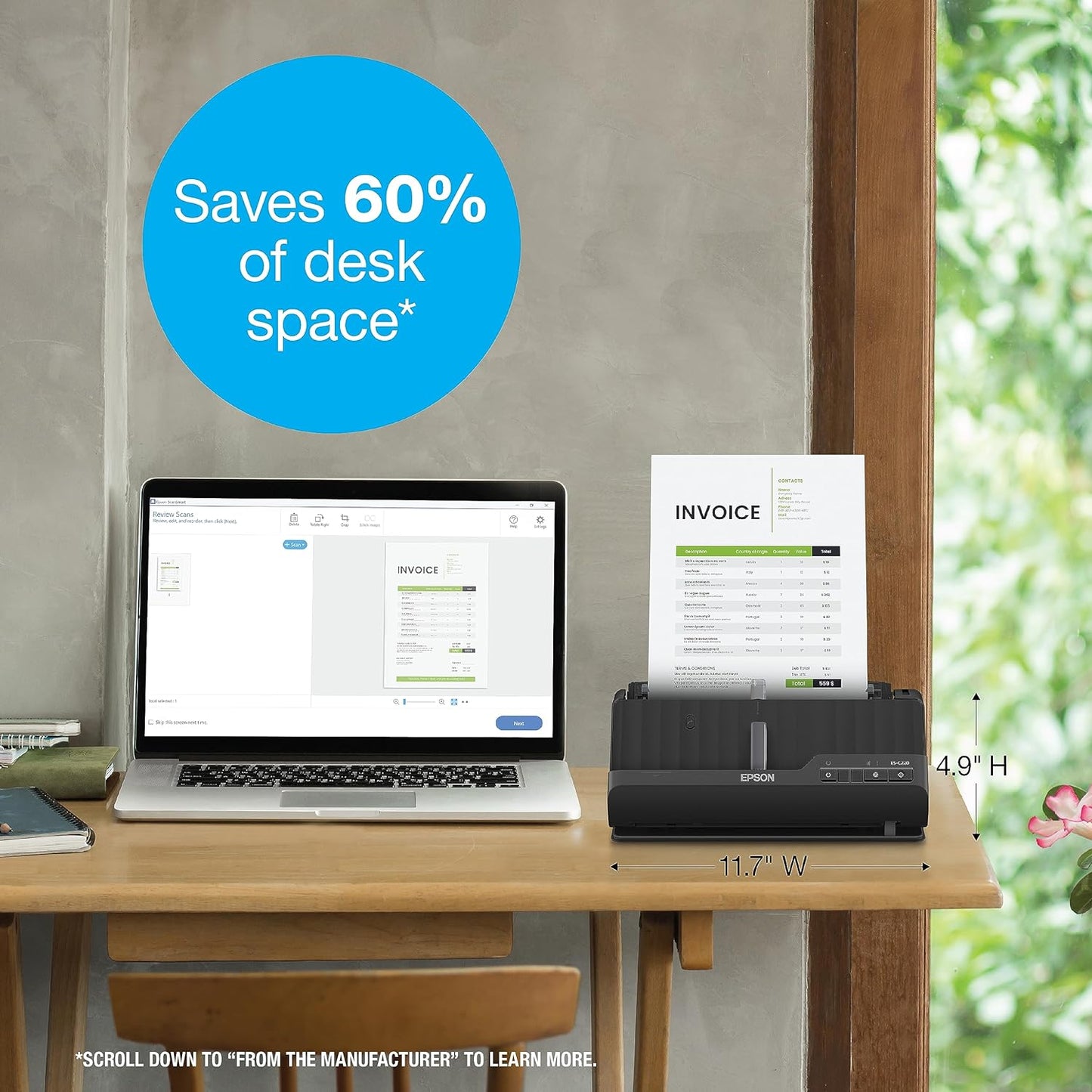 Epson B11B272202 Workforce ES-C220 Compact Document Scanner