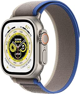 Apple Apple Watch Ultra Titanium Case Blue/Gray Trail Loop Renewed