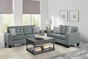 Lexicon 194840172796 Perez 2-Piece Gray Living Room Set