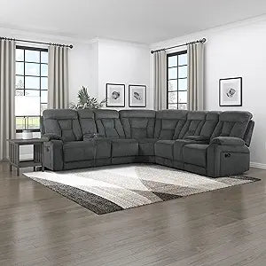 Lexicon Cardiff Gray 3-Piece Reclining Sectional Sofa