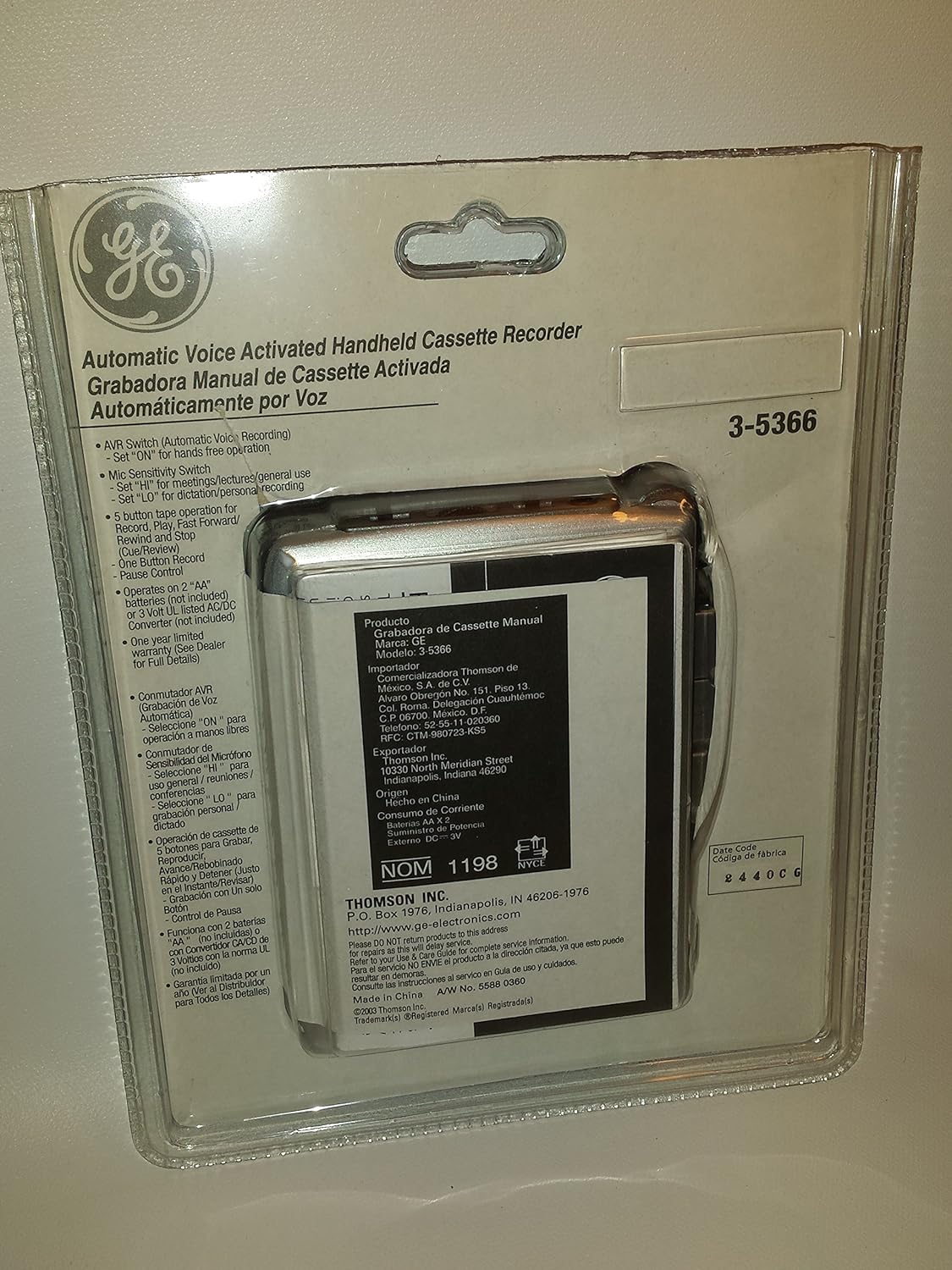 GE 3-5366 Handheld Mini Cassette Voice Recorder