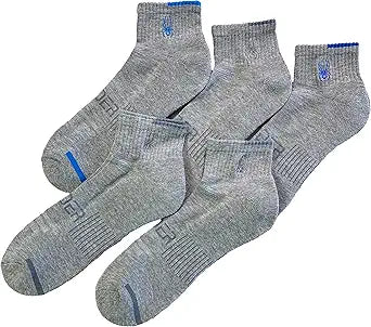 Spyder 5-Pair Quarter Cut Gray Logo Socks