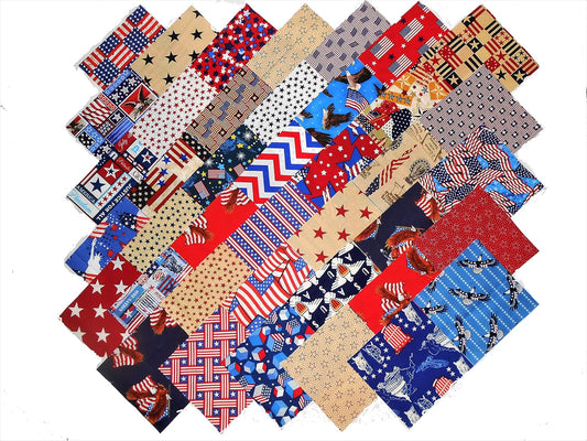 MDG 1 Layer Cake Patriotic 3 Quilt Fabric Squares 10"