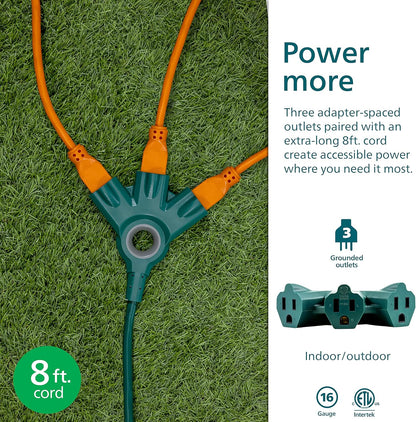 Philips SPC3083ZG/37-T1 8 Ft 3 Outlet EZGrip Outdoor Extension