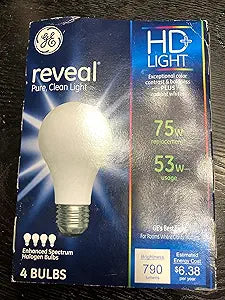 GE FBA_278591 Soft White 53W Reveal Halogen Bulb 4-Pack — main product image
