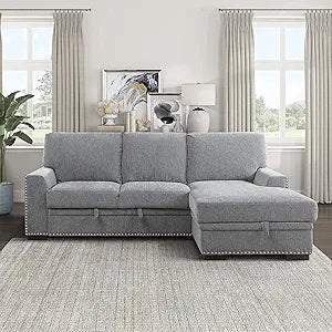 Lexicon 194840169932 Mulligan Gray Sectional Sofa Sleeper