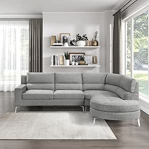 Lexicon Rivera Sectional Sofa Chaise, Gray Textured Fabric