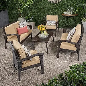 Misc Honolulu Wicker Chat Set: 6 Seater Outdoor Furniture