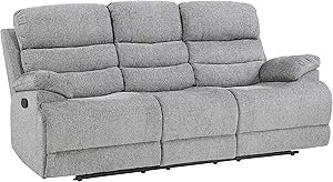 Lexicon S189422FS-3 Betong Double Reclining Smoke Grey Sofa