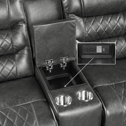 Lexicon S189405GY-2 Microfiber Reclining Loveseat Console Gray