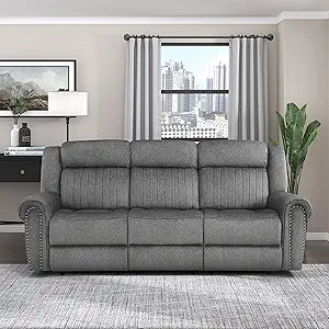 Lexicon 194840174912 Dakota Power Double Reclining Sofa Charcoal