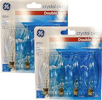GE 64436 Crystal Clear Bent Tip Light Bulbs 8-Pack